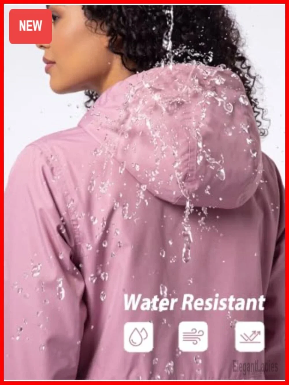 Lightweight Packable Raincoat Waterproof Hooded Windbreaker Long Rain Jacket